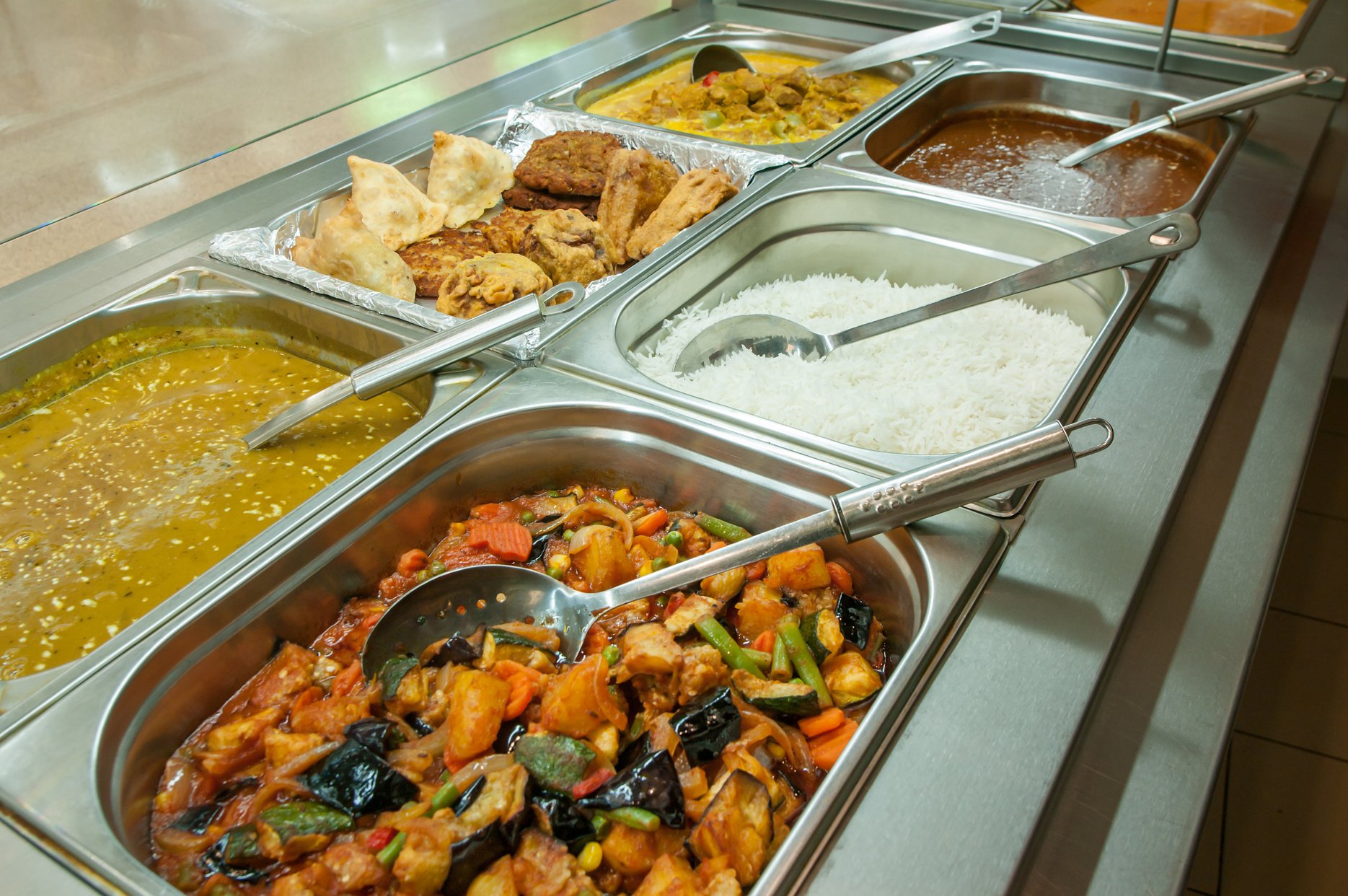 Indian lunch buffet or catering table